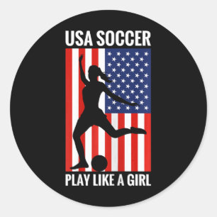 Grappig Voetbal Usa Voetbal Speel Als Een Meisje Ronde Sticker