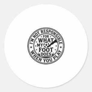 Grappig Voetbal Voet Waarschuwing Vintage Shirt On Ronde Sticker