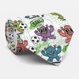 Grappig Voetbalpatroon met Monsters Stropdas
