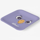 Grappig vogelgezicht met grote ogen papieren bordje (Gebogen)