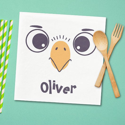 Grappig vogelgezicht met grote ogen servet