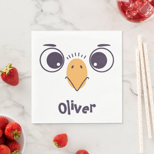Grappig vogelgezicht met grote ogen servet (Insitu)