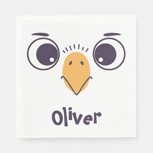 Grappig vogelgezicht met grote ogen servet (Voorkant)