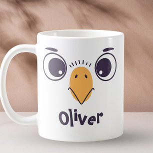 Grappig vogelsgezicht met grote ogen koffiemok