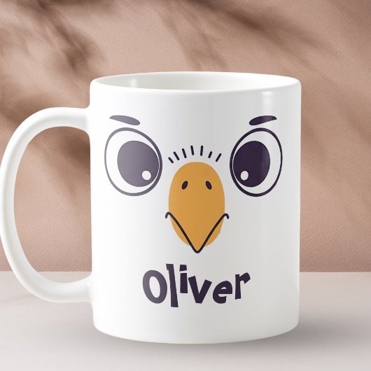 Grappig vogelsgezicht met grote ogen koffiemok