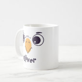 Grappig vogelsgezicht met grote ogen koffiemok (Voorkant links)