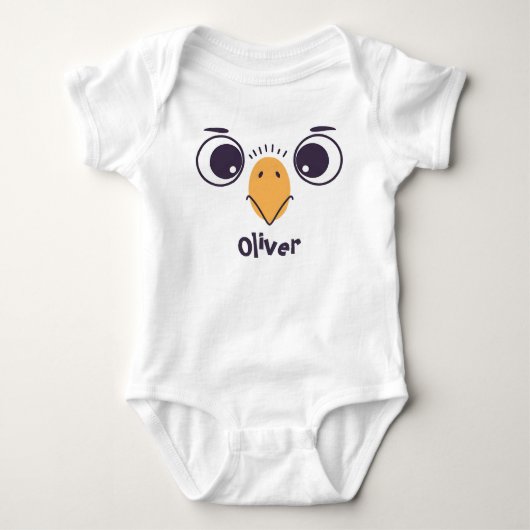 Grappig vogelsgezicht met grote ogen romper (Voorkant)