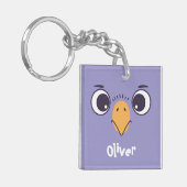 Grappig vogelsgezicht met grote ogen sleutelhanger (Voorkant Links)