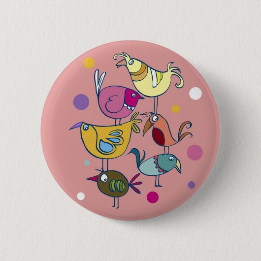 Grappig vogeltje ronde button 5,7 cm (Voorkant)