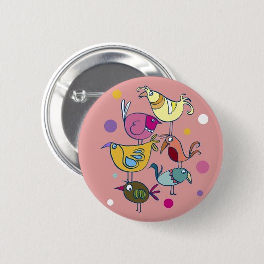 Grappig vogeltje ronde button 5,7 cm (Voorkant /achterkant)