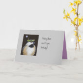 Grappig vogelverjaardagskaart met cichorei kaart (Gele Bloem)