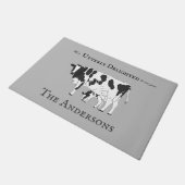 Grappig volkomen opgetogen Koe kalf welkom deur ma Deurmat (Schuin)