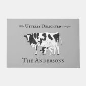 Grappig volkomen opgetogen Koe kalf welkom deur ma Deurmat (Voorkant)