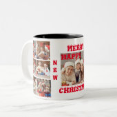 GRAPPIG VOLLEDIGE FOTO COLLAGE VROLIJK KERSTMIS TW TWEEKLEURIGE KOFFIEMOK (Voorkant links)
