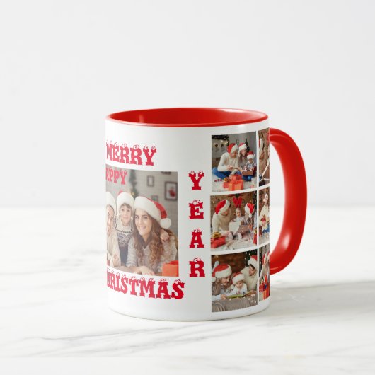 GRAPPIG VOLLEDIGE FOTO VROLIJK KERSTMIS Mok rood 2 (Voorkant rechts)