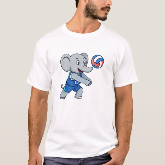 Grappig Volleybal Olifant Sport T-Shirt (Voorkant)