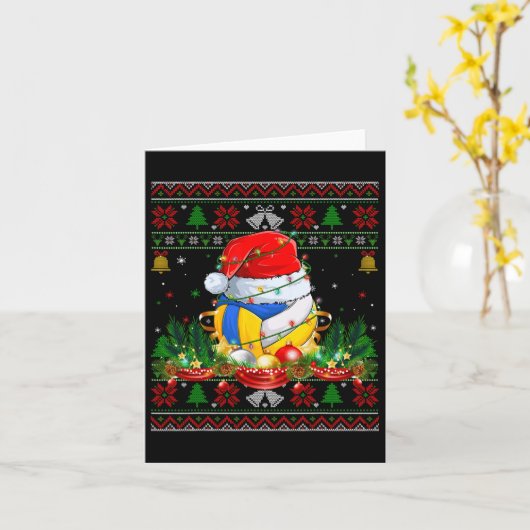 Grappig Volleybal Sinterklaas Pet Ugly Christmas S Kaart (Gele Bloem)