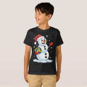 Grappig Volleybal Sneeuwman Kerst Volleybal Speel T-shirt (Voorkant volledig)