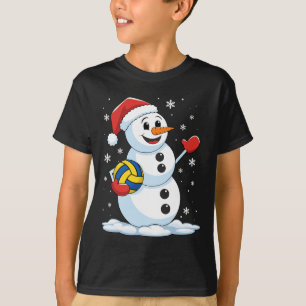 Grappig Volleybal Sneeuwman Kerst Volleybal Speel T-shirt