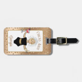 Grappig volwassen bruin vrouw Cartoon cruise tropi Bagagelabel (Voorkant horizontaal)