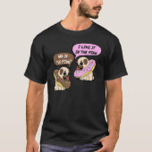 Grappig volwassen thema dat ik leuk vind in roze e t-shirt (Voorkant)