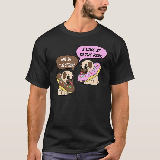 Grappig volwassen thema dat ik leuk vind in roze e t-shirt (Voorkant)