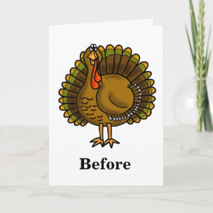 Grappig voor en na Turkije Thanksgiving Kaart