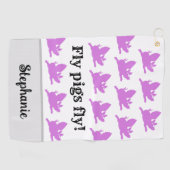 Grappig voor vrouwen: "Als varkens vliegen" Golfhanddoek (Horizontaal)