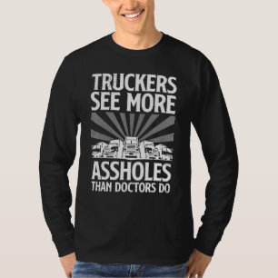 Grappig vrachtwagen rijden ontwerp voor mannen vro t-shirt