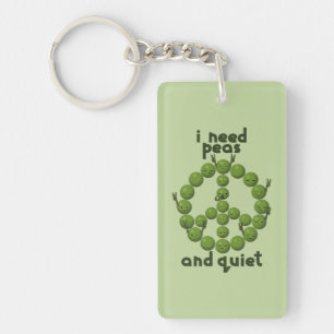 Grappig vredig en stil ontwerp met groene erwten sleutelhanger