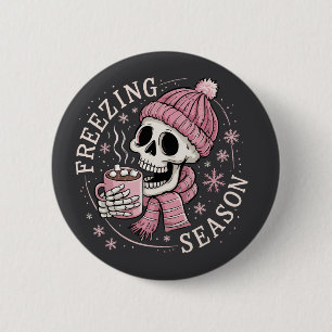 Grappig Vriezende Seizoen Skelet Winter Seizoen Ke Ronde Button 5,7 Cm