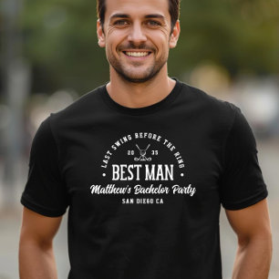 Grappig vrijgezellenfeest laatste swing golf getui t-shirt