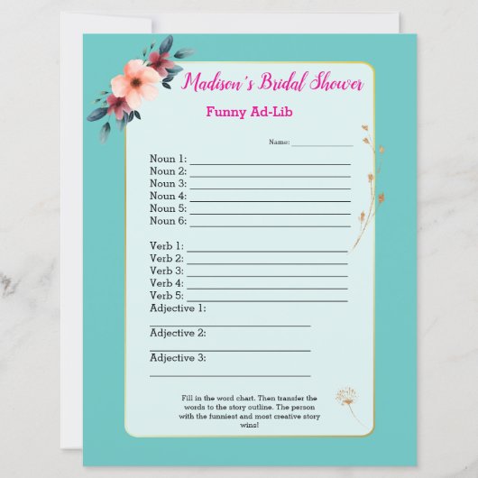 Grappig Vrijgezellenfeest spel 🎉 Ad-Lib (Voorkant)