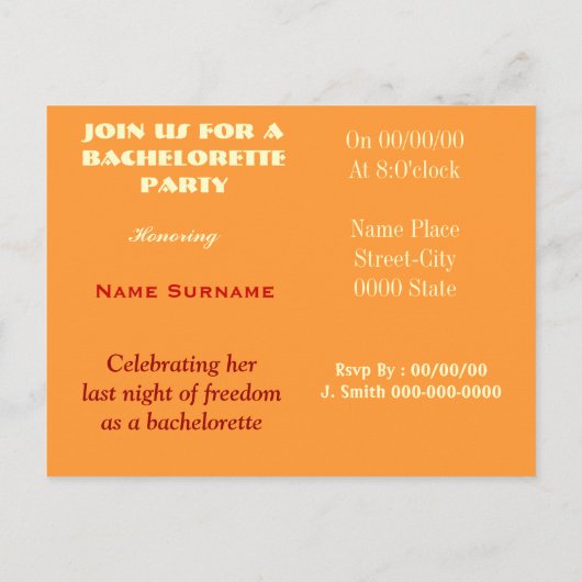 Grappig vrijgezellenfeest, vrijgezellenfeest, hen. uitnodiging briefkaart (Achterkant)