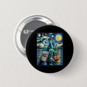 Grappig Vrijheidsbeeld huilt, Van Gogh Sterrenbeel Ronde Button 5,7 Cm (Voorkant /achterkant)
