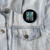 Grappig Vrijheidsbeeld huilt, Van Gogh Sterrenbeel Ronde Button 5,7 Cm (In situ)