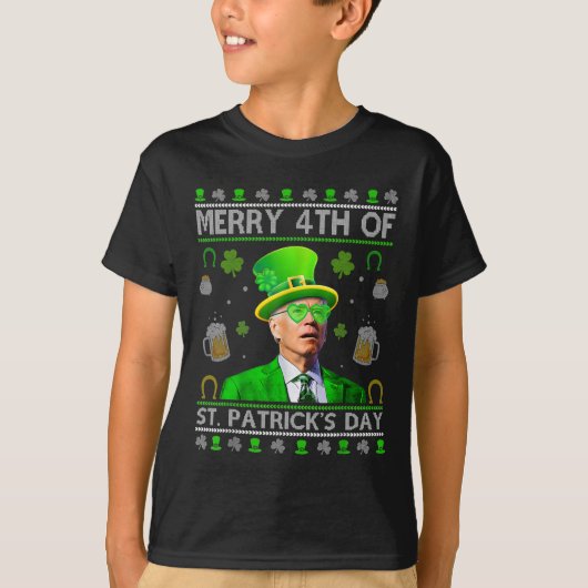 Grappig vrolijk 4e St. Patrick's Day Joe Biden Hoo T-shirt (Voorkant)