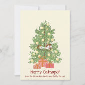 Grappig vrolijk Catnaps! Kat op kerstboom Feestdagenkaart (Voorkant)