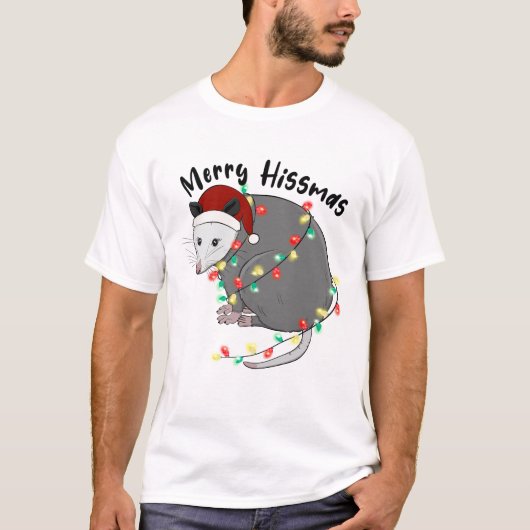 Grappig vrolijk Hissmas Opossum T-shirt (Voorkant)