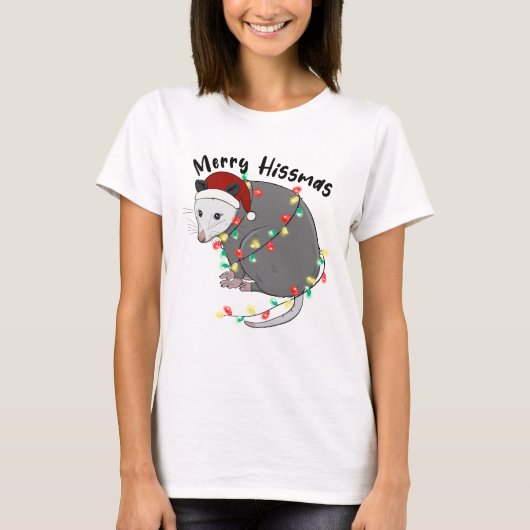 Grappig vrolijk Hissmas Opossum T-shirt (Voorkant)