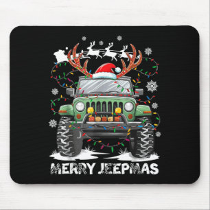 Grappig vrolijk Jeep Kerstmis lelijk licht rendier Muismat