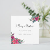 Grappig vrolijk kerstcadeautje cowerker florale fo feestdagenkaart (Staand voorkant)