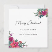 Grappig vrolijk kerstcadeautje cowerker florale fo feestdagenkaart (Voorkant)