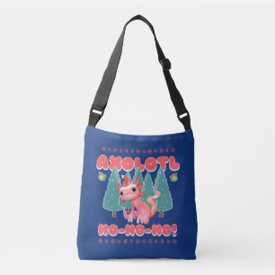 Grappig vrolijk kerstfeest axolotl Ho-Ho-Ho! Crossbody Tas