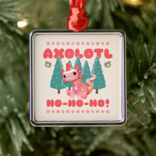 Grappig Vrolijk Kerstfeest Axolotl Ho-Ho-Ho-Ho! Metalen Ornament