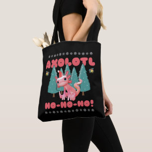 Grappig vrolijk kerstfeest axolotl Ho-Ho-Ho! Tote Bag