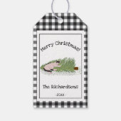 Grappig vrolijk kerstfeest! Cat vs Tree B & W Ging Cadeaulabel (Achterkant)