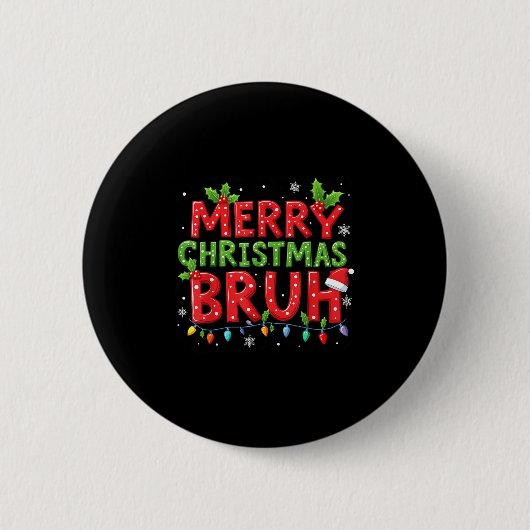 Grappig Vrolijk Kerstfeest Kerstverlichting Santa Ronde Button 5,7 Cm (Voorkant)
