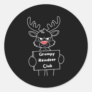 Grappig Vrolijk Kerstfeest Mpy Rendier Club Feeste Ronde Sticker