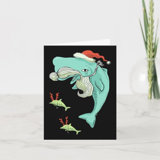 Grappig Vrolijk Kerstfeest Ocean Whale Santa Claus Kaart (Voorkant)